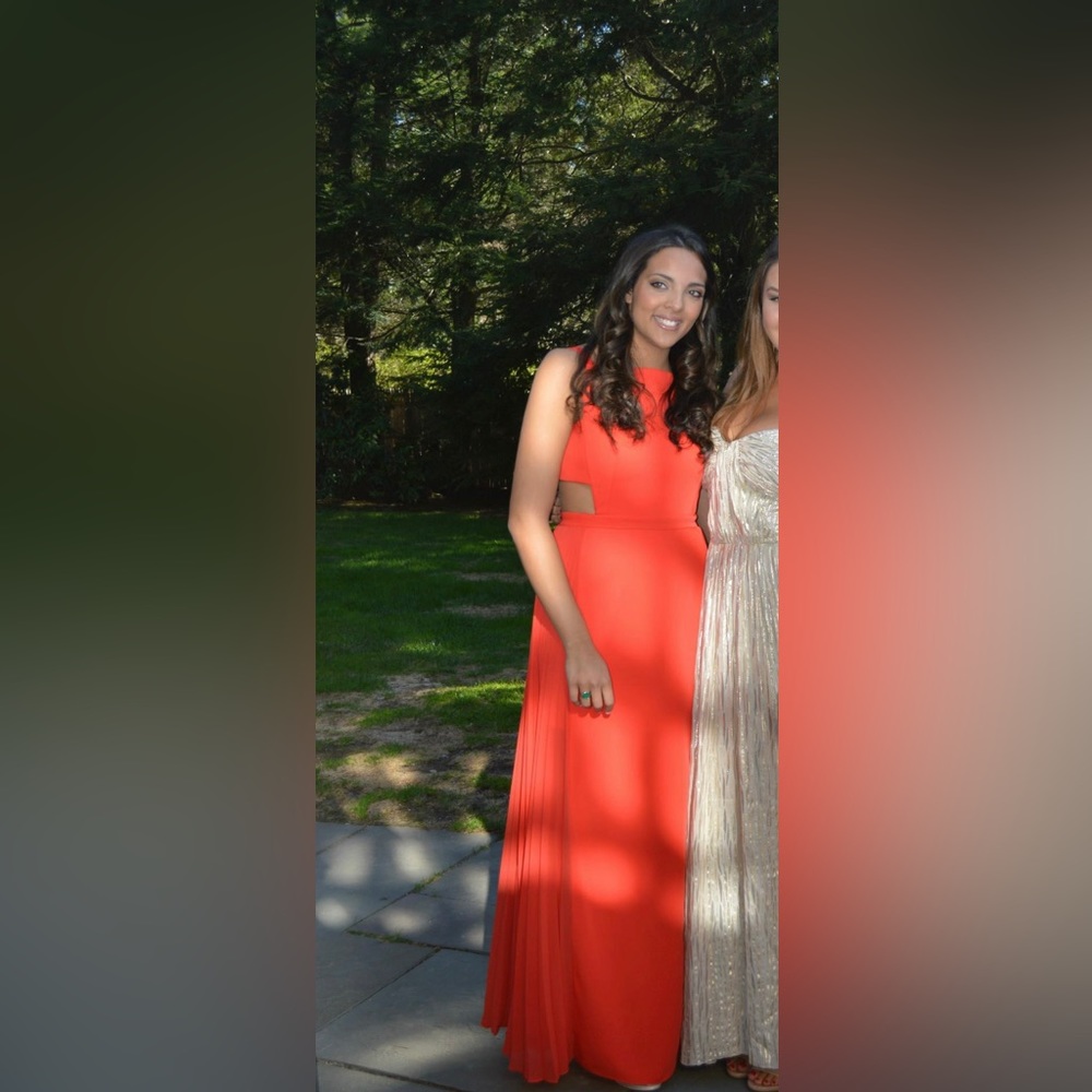 BCBGMAXAZRIA Brielle Sleeveless Side-Pleated Red Gown